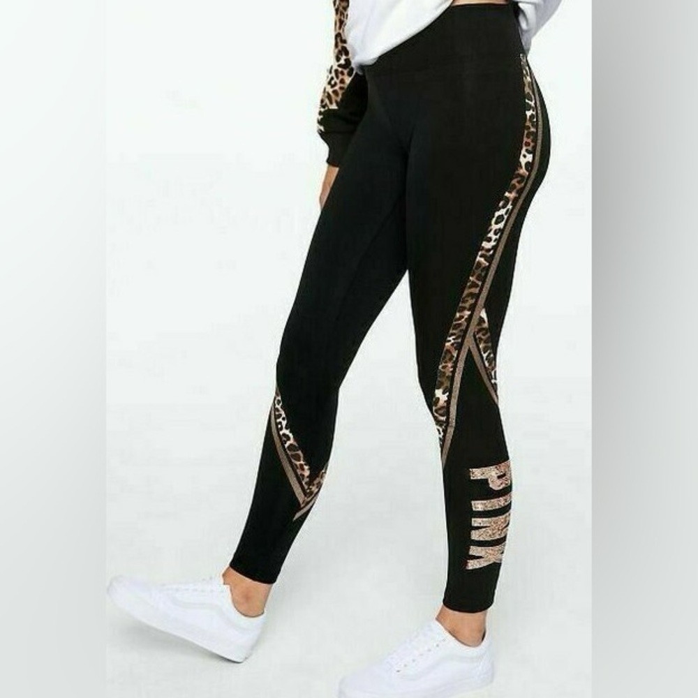 RARE PINK sequins cheetah print leggings